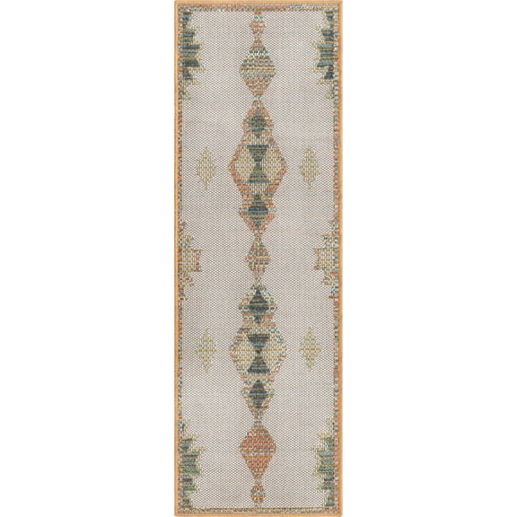 Rugs.com Baja Outdoor Collection Rug 4 Ft Runner Ivory Medium Rug Perfect For Hallways, Entryways