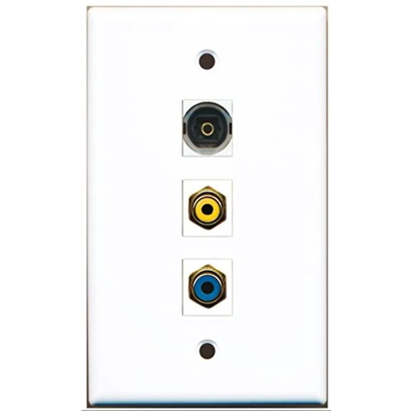 RiteAV - 1 Port RCA Yellow and 1 Port RCA Blue and 1 Port Toslink Wall Plate