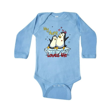

Inktastic My Aunt Loves Me Penguin Gift Baby Boy or Baby Girl Long Sleeve Bodysuit