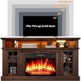 thumbnail image 5 of SESSLIFE Fireplace TV Stand for TVs up to 65", 58" Farmhouse Entertainment Center with 23" Electric Fireplace, LED Lights, Glass Door Storage Cabinets, Brown, 5 of 10
