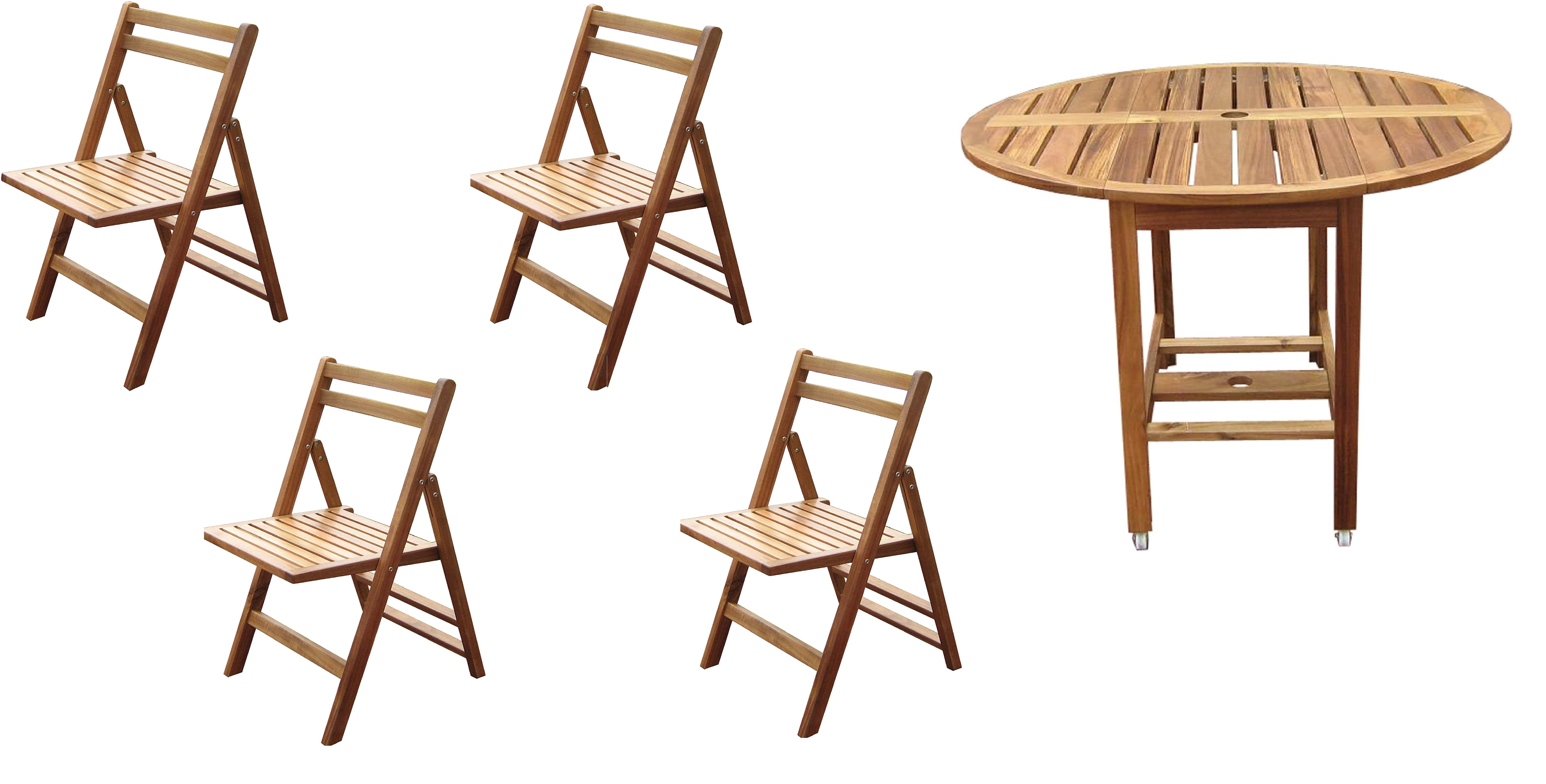 Merry Products Acacia Folding Dining Chairs (set of 4), with Folding