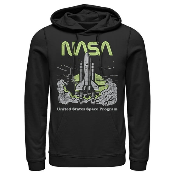 Men's NASA United States Space Program Vintage Poster Pull Over Hoodie Black Small