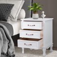 thumbnail image 4 of Gymax 2PCS 3 Tiroirs Table de Chevet Rangement Bois Table de Chevet Côté Blanc, 4 of 10