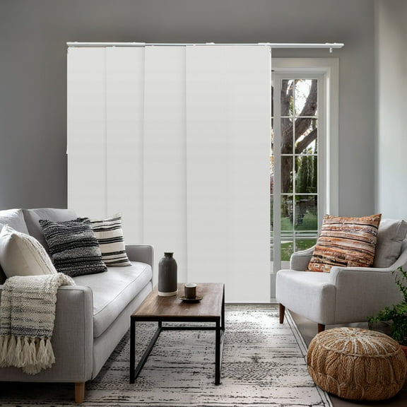 Chicology Adjustable Sliding Panel Blinds. Snow-bound, 46"-86"W X 0"-96"H