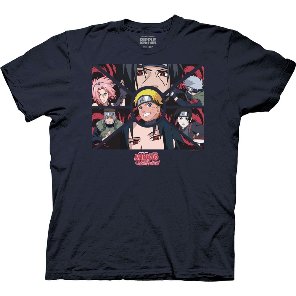 Ripple Junction Naruto Shippuden Shapes and Characters Crew T-Shirt Medium Navy