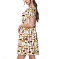 thumbnail image 2 of Gukieu Mushroom Print Women's Short Sleeve Dress, Elastic Waistband A-line with Pockets Summer Dress, Suitable for Daily Leisure, Work, Vacation, 2 of 6