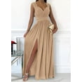 thumbnail image 4 of Womens 2024 Formal Dresses Wrap V-Neck Ruched Sexy Bridesmaid Wedding Guest Maxi Dresses, 4 of 10