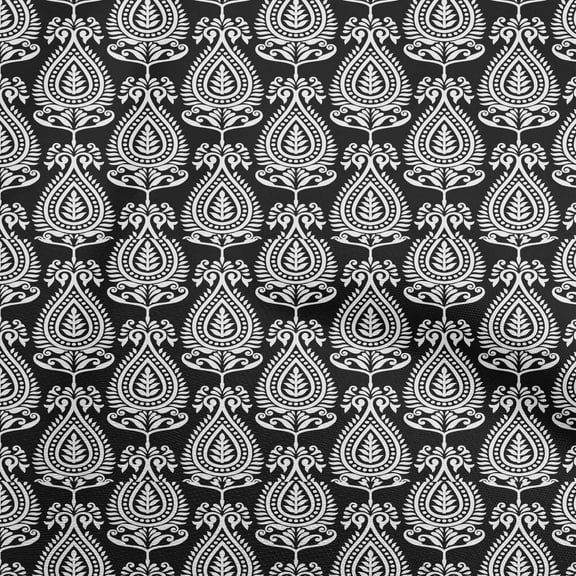 oneOone Polyester Spandex Black Fabric Asian Block Dress Material Fabric Print Fabric By The Yard 56 Inch Wide