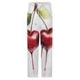 thumbnail image 5 of Juicy Heart-Shaped Cherry Fruit Winter Female Pants Flannel High Waist Women Pants Lady Warm Straight Leg Plush Trousers, 5 of 7