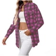 thumbnail image 5 of purcolt Womens Flannel Plaid Shirts Casual Long Sleeve Collared Tops Button Down Blouses Business Work Shirts with Pockets, 5 of 8