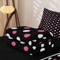 thumbnail image 5 of Erosebridal Hot Pink Black Polka Dot Zipper Queen Comforter Set with Fitted Sheet and 2 Pillowcases,Dual Tone Circle Girl Zipper Bedding Set For Girls,Black Reversible,4pcs, 5 of 7