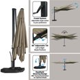 thumbnail image 4 of Boyel Living 10 X 10 FT Cantilever Outdoor Patio Umbrella - w/ Base&LED, Offset Patio Aluminum Umbrella for Deck Pool, Taupe, 4 of 6