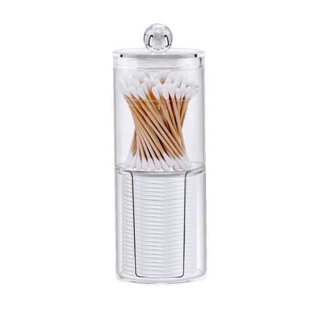 Almohadilla de bola de algodón transparente, hisopos, almohadillas de maquillaje, dispensador, soporte, organizador, contenedor con tapa, acrílico multifunción