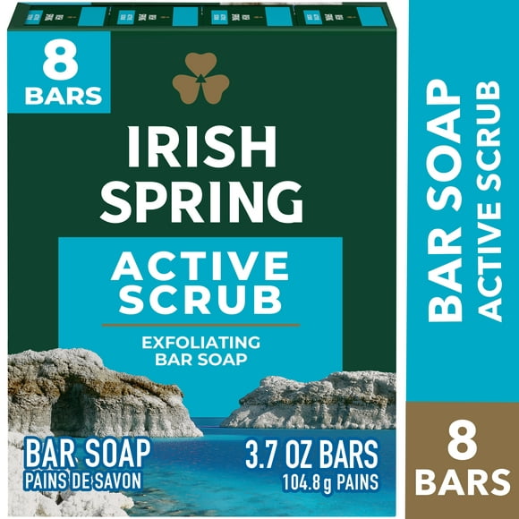 Irish Spring Deodorant Soap Deep Action Scrub, for All Skin Types, 8 Ct