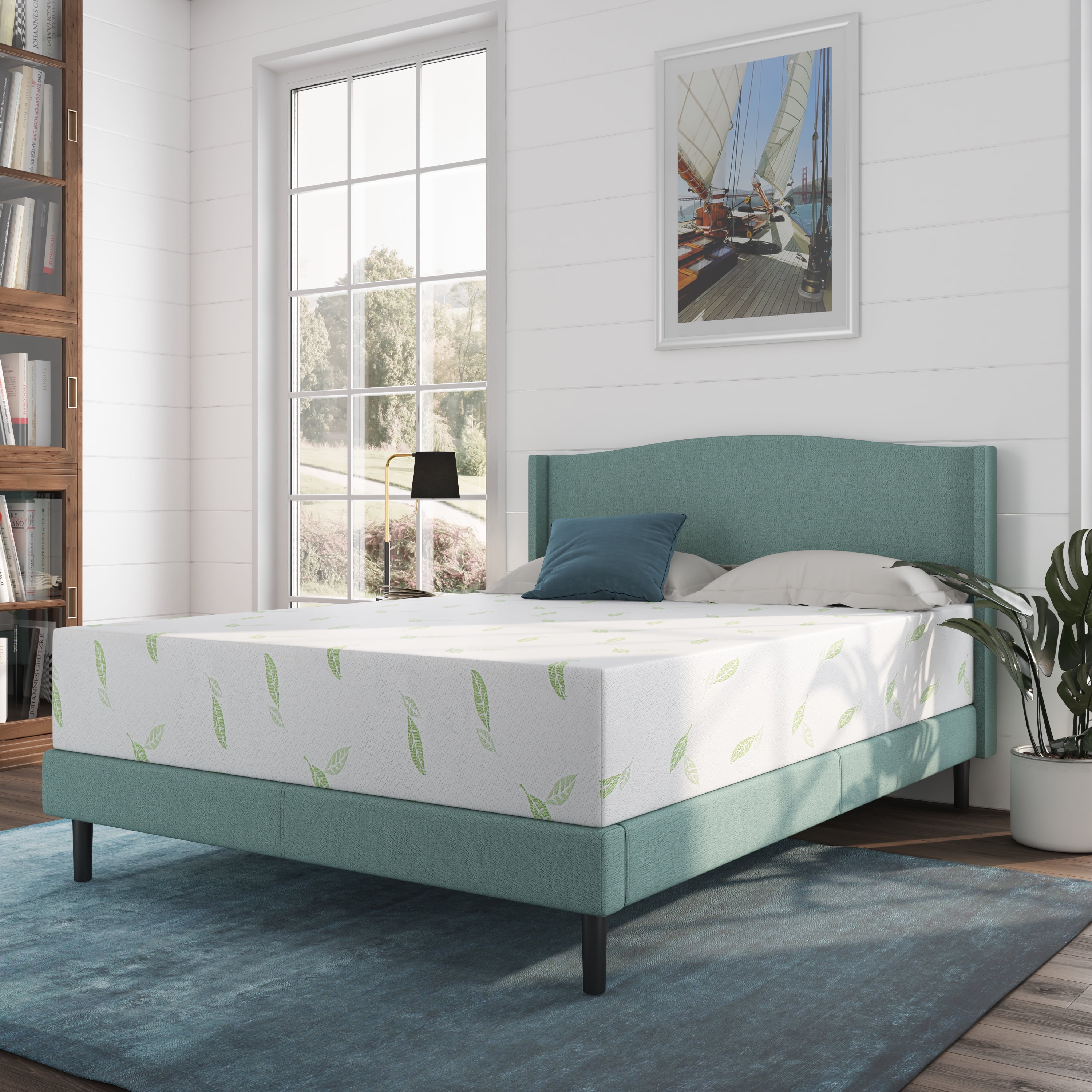 NapQueen Anula 10" King Mattress, Green Tea Infused Memory Foam Mattress, Bed In a Box, Adult