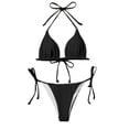 thumbnail image 4 of Women Padded Solid Color Bikini Set Two Piece Push Up Swimwear,Black,XS, 4 of 4