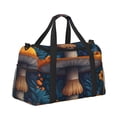 thumbnail image 2 of Balery Vintage Blue Leaf Mushroom Bolsa de Gimnasio para Mujeres, Bolsa de Viaje con Bolsillo Húmedo, Bolsa de Fin de Semana para Mujeres, Bolsa de Viaje Resistente al Agua, 2 of 7