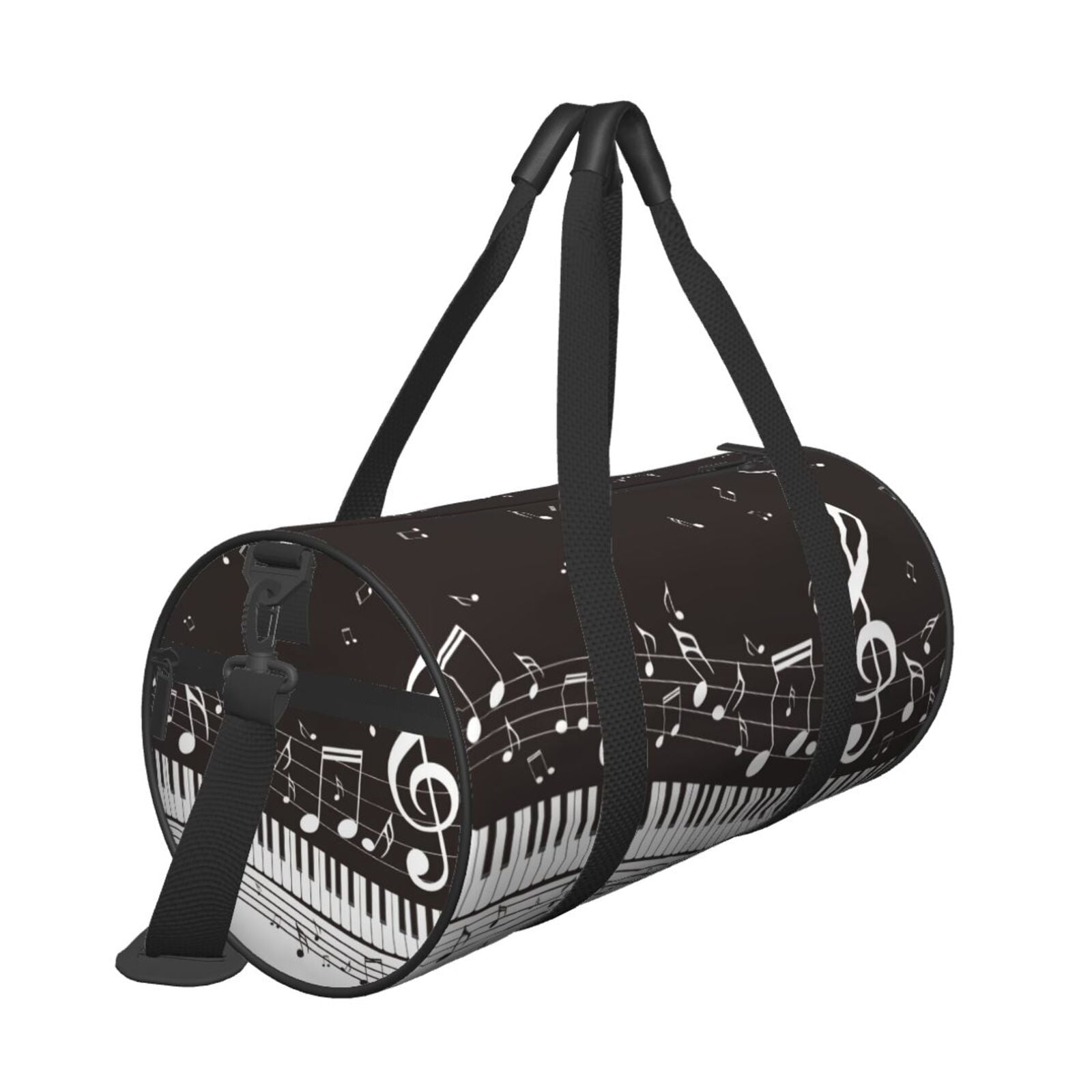 Horeoi Piano Keys With Musical Notes Print Foldable Travel Duffle Bag with Removable Strap - Water-Resistant Gym Vacation Luggage Multi-Pocket Design