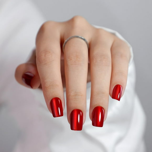 Pantalones cortos de gel suave ShangMeng Red Cat Eye de Press on Nails para mujer