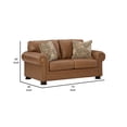 thumbnail image 6 of Benjara Riana 74 Inch Loveseat, 2 Accent Pillows, Caramel Brown Genuine Leather-Color:BrownMaterial, 6 of 6