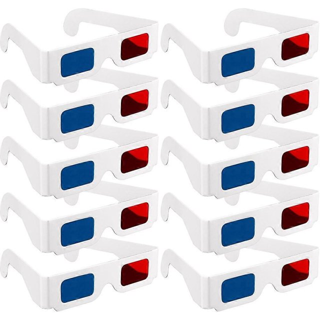 10 Pairs 3D Cardboard Glasses Glasses Universal Anaglyph 3D Glasses Cardboard Paper Red Blue Cyan or Movie