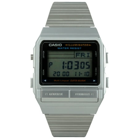 Casio DB380-1DF Classic Multilingual Databank Stainless Steel LED ...