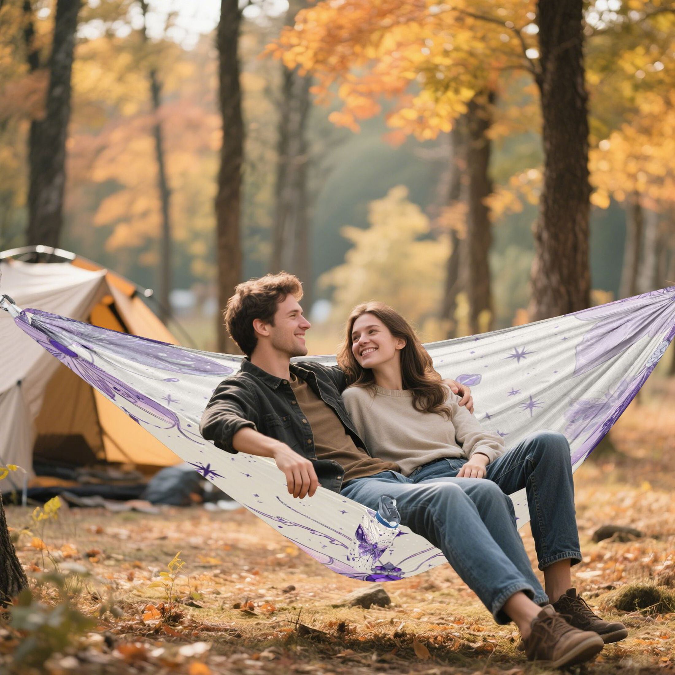 Hammock Camping Hammock Nylon Portable Hammock Travel Camping Hammock Beautiful Purple Butterflies