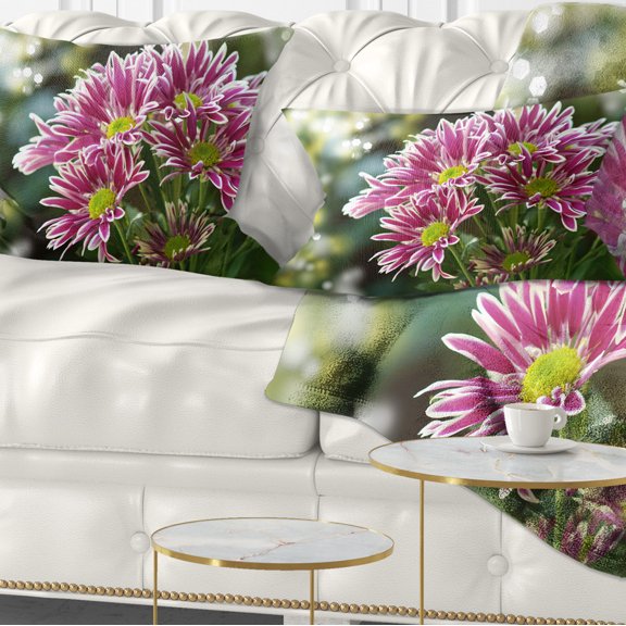 Designart Purple Chrysanthemum Flower - Floral Throw Pillow - 12x20