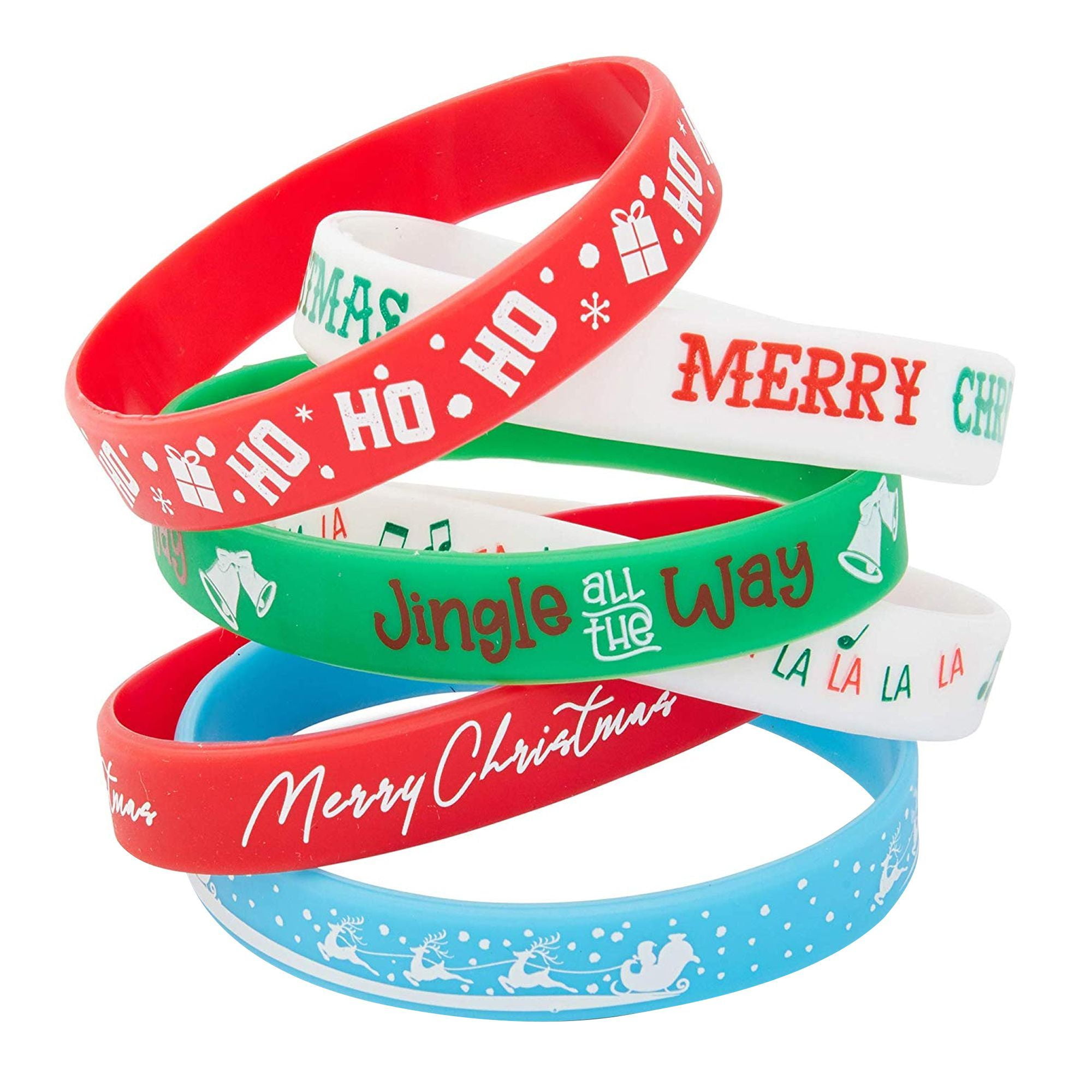 36 Packs Christmas Silicone Bracelet Rubber Silicon Stretch Wristbands
