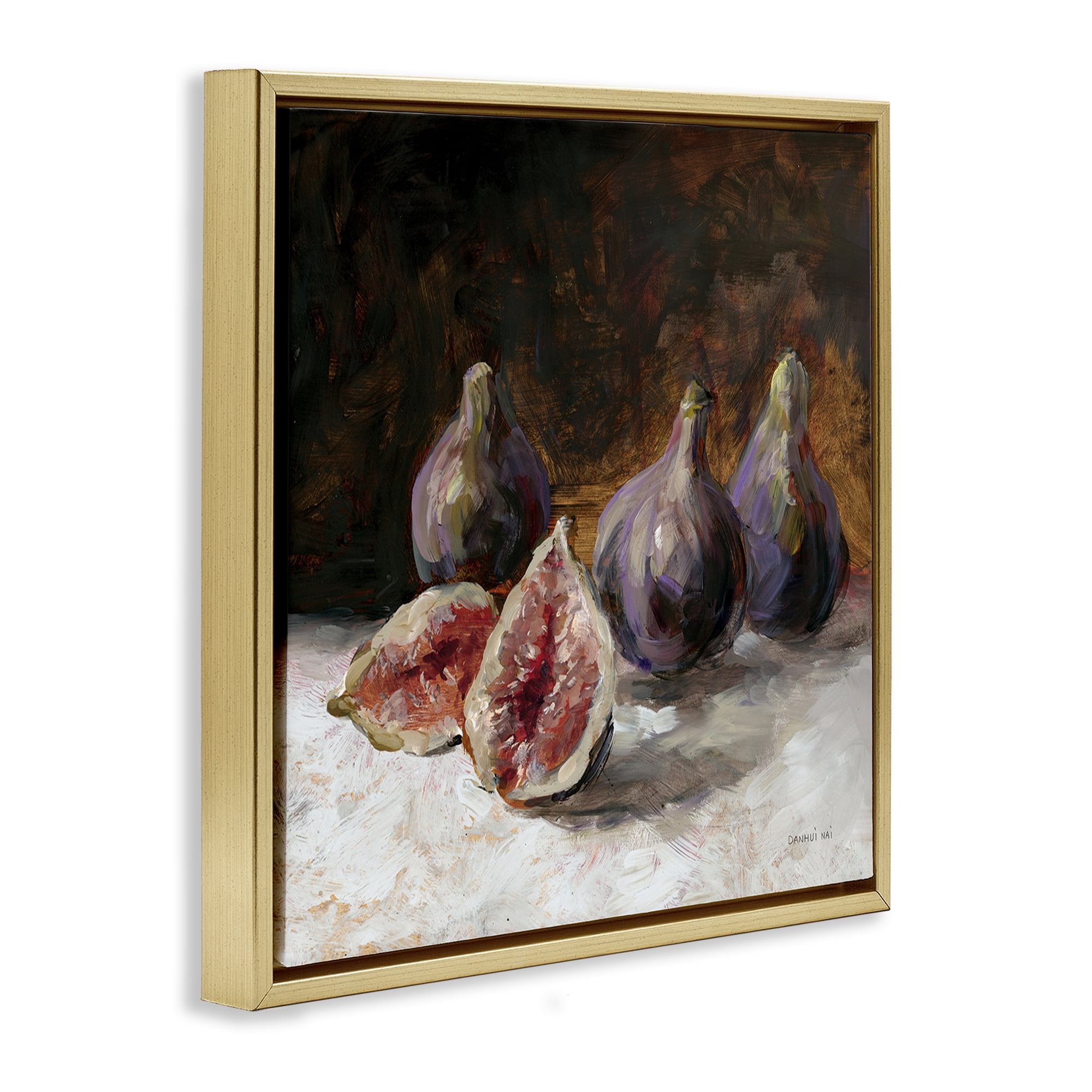 Stupell Industries Rustic Fig Still Life Gold Framed Floater Canvas Wall Art, design by Danhui Nai