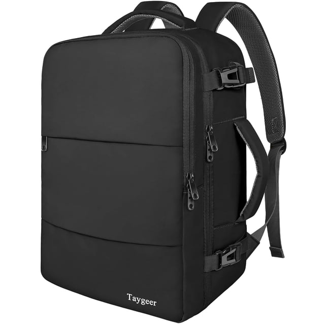 Mochila de viaje para portátil Taygeer 35 L con puerto de carga USB negra