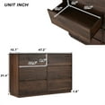 thumbnail image 2 of 6 Drawer Dresser Long Wide Chest of Drawers Nightstand with Dark Walnut Finish Rustic Storage for Kids and Adults, Mid Century Chest of Drawer for Living Room, Bedroom, Hallway and Home Office, 2 of 6