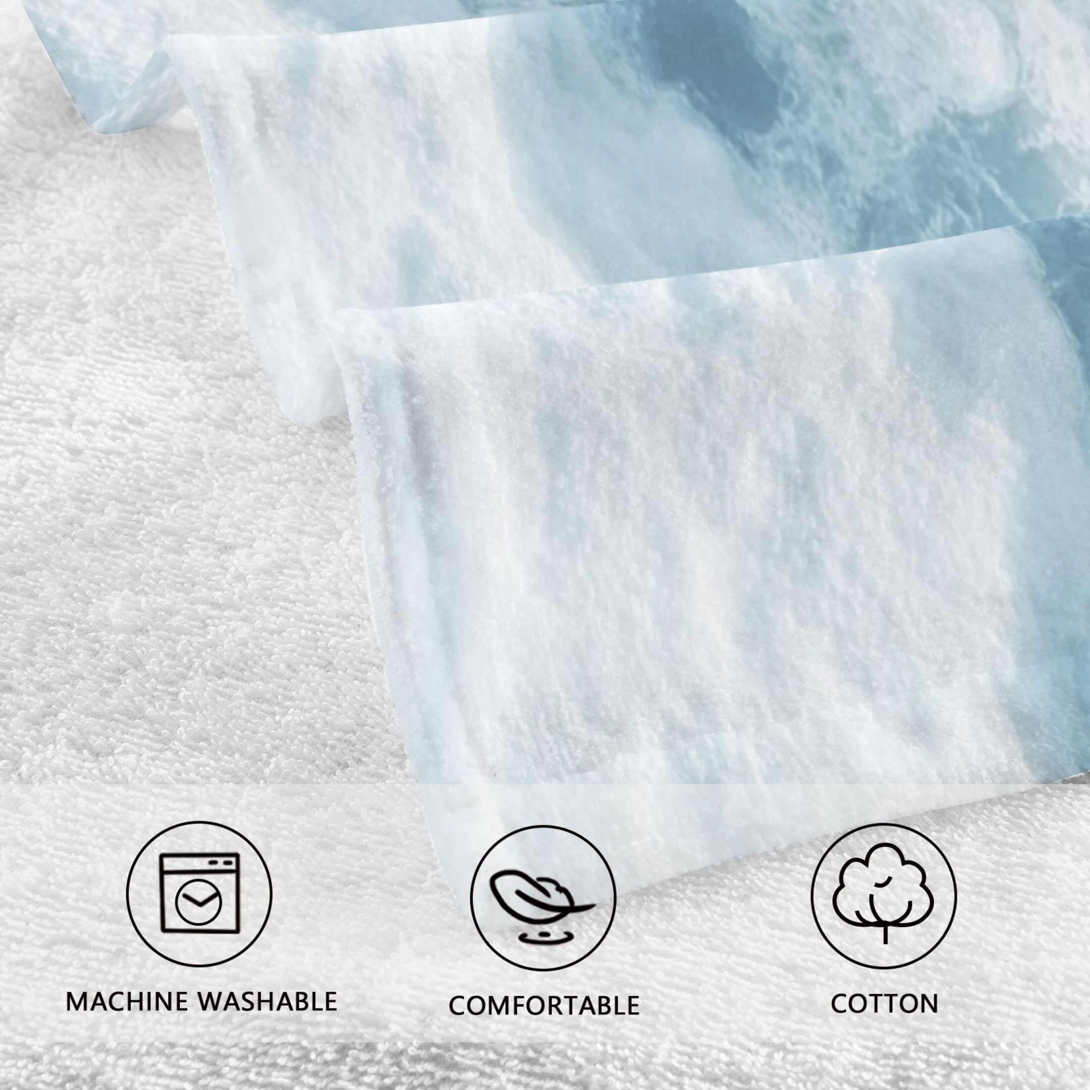 Cotton Towel Two-Piece 16x28 Inch One Sizex2 Face Towel Set Towel Set Cotton Hand Bath Towel Bathroom Beach White Ocean Pattern