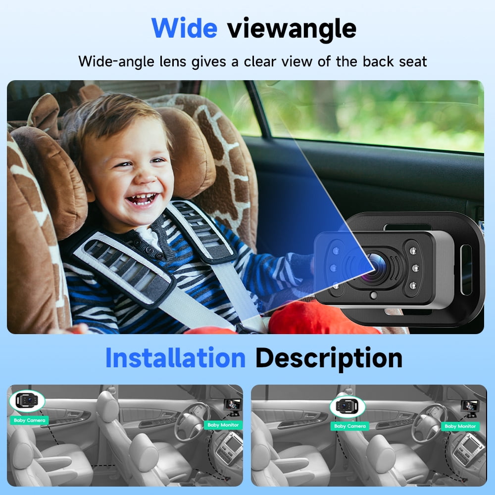 Podofo Baby Car Mirror Camera, Car Rear View Mirror, 5 inch Baby Mirror Rear View Monitor With Ir Night Vision Function For Babies, Children, Toddlers and New Parents