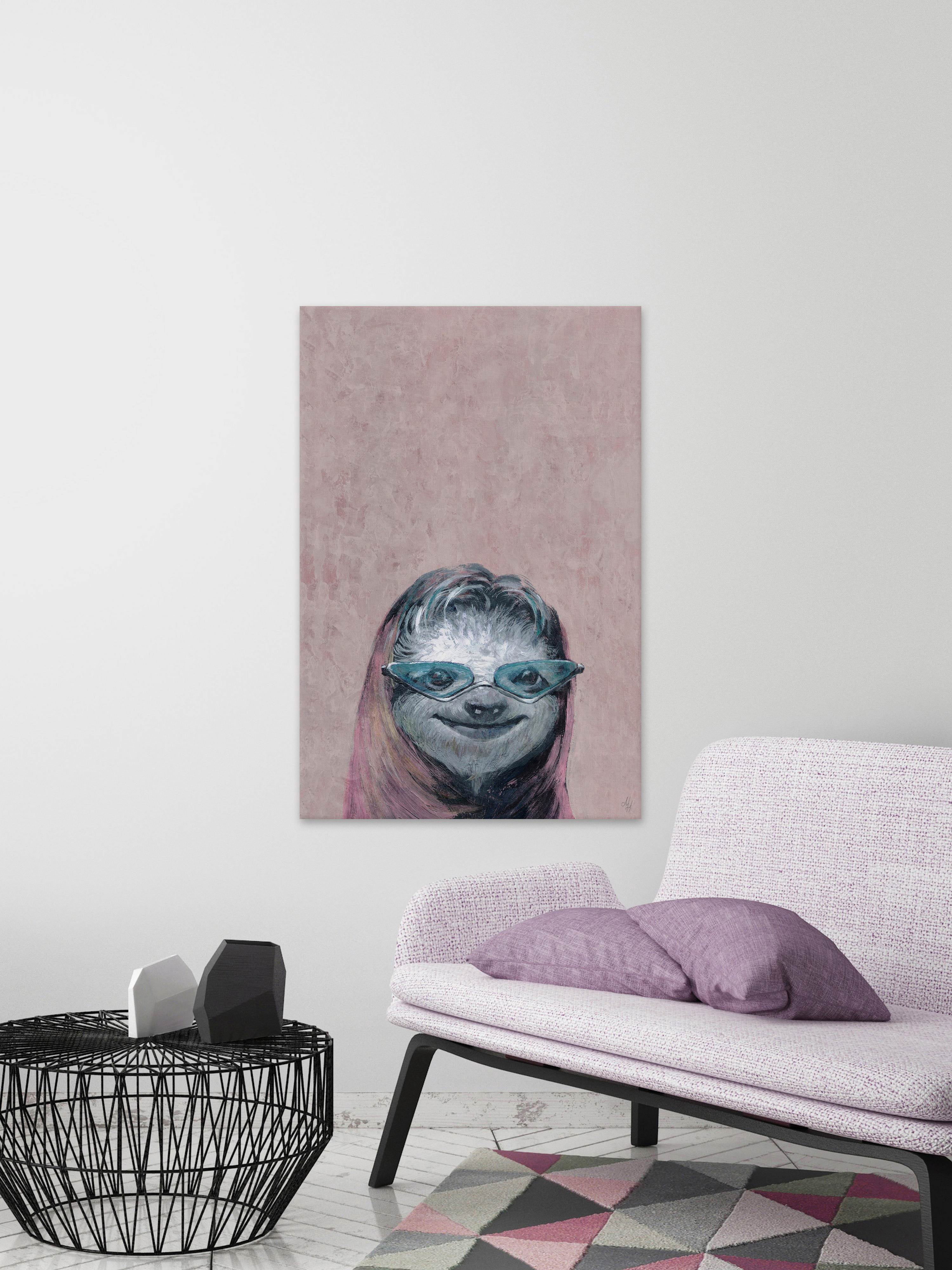 Cheeky Sloth Painting Print on Wrapped Canvas