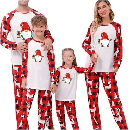 

Matching Family Pajamas Sets Holidays Family Matching Sleepwear Santa Claus Print Buffalo Plaid Pants Matching Pajamas Womens Clearance Pajama Sets