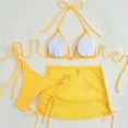 thumbnail image 5 of SKIYLEVZ Jelly Texture Swimsuits for Women Bikini Swimsuit Three-piece Set Two-piece Swimsuit Yellow,S, 5 of 9