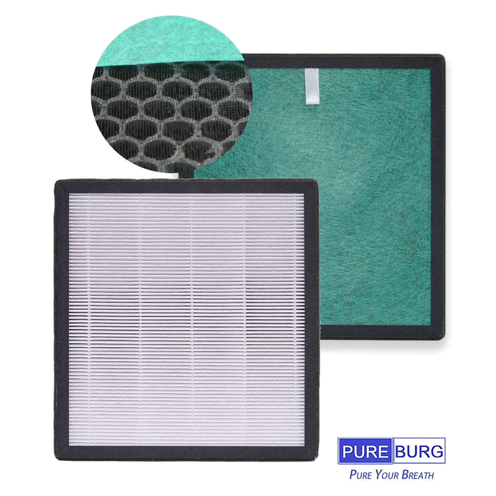 PUREBURG A3B Replacement True HEPA Filters Compatible with Olansi KJ200-A3B , Elechomes A3B, A3B WiFi Air Purifier, Also Compatible with Habitat 280a(e) Air Purifier, 2-Pack