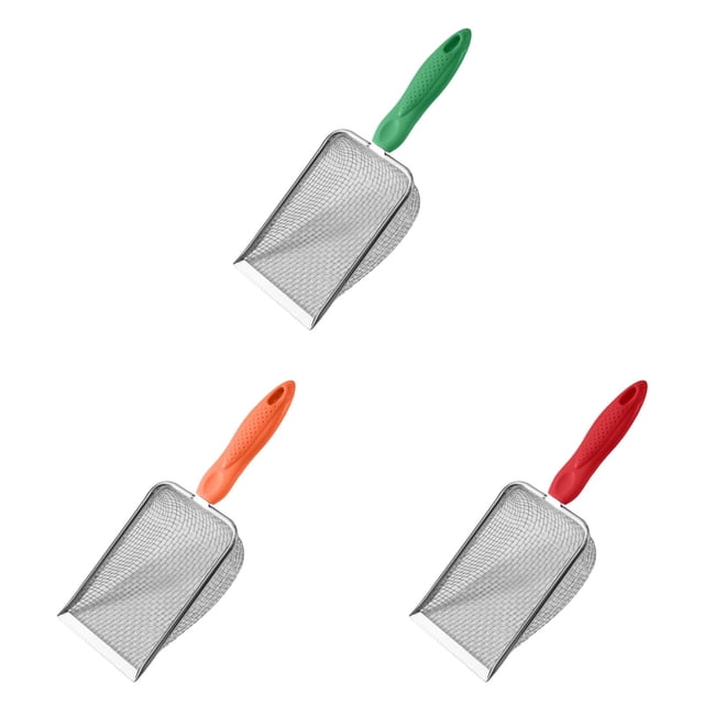 YWIYIUD 3PCS StainlessSteel Mesh Cat LitterScoop Durable Cleaning Shovel with Comfortable Handle Portable and Practical Catlitter Sifting Tool Suitable for Home and Pet Shop
