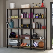Madesa Garage Storage Rack with 15 Open Shelves 70"L Multiuse Modular Organization Cabinet for Tools - Black/Brown
