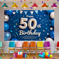 thumbnail image 4 of Blue Background 50th Birthday Party Banner with Glittery Stars Balloons and Streamers Backdrop Decorations for Birthday Party Celebrations Photography Props Decor Party Supplies, 4 of 7