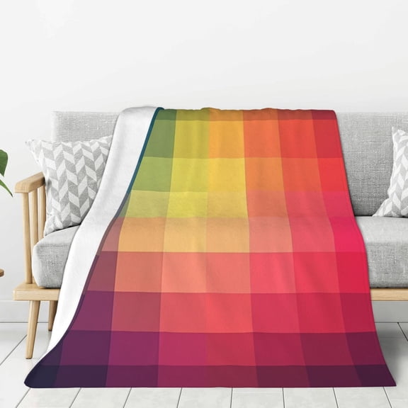 Plaid Gradient (6) Throw Blanket for Stylish Warm Winter Cabin Ultra-Soft Micro Fleece Blanket, Premium Microfiber, Silky Soft, Plush, Warm and Lightweight for Couch, Sofa, Bed - 40"X30"