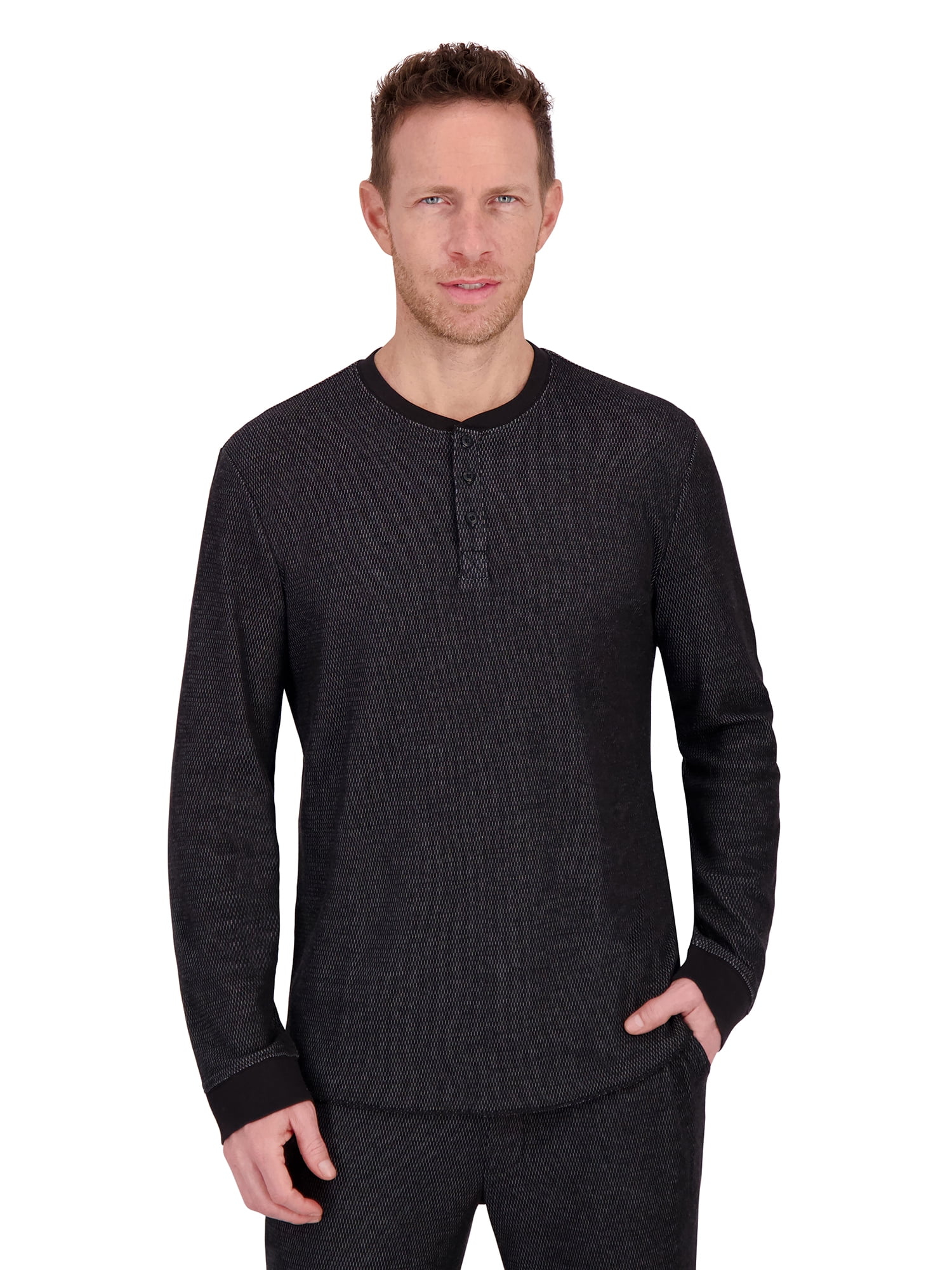 Hanes Mens Raschel Thermal Henley Pajama Top and Sleep Jogger Set, Sizes S-2XL