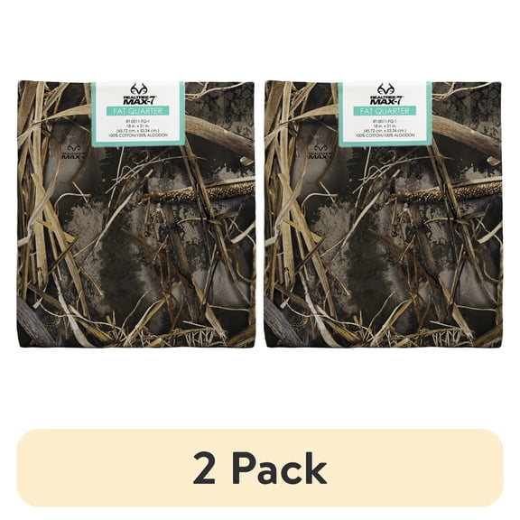 (2 pack) Real Tree 100% Cotton Camo Max 7, Brown, 18" x 21" for Quilting & Sewing, 1 Each