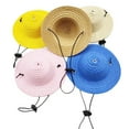 thumbnail image 3 of Pet Straw Hat Adjustable - Simple Casual Solid Color Dog Sun Cap Cat Summer Hat, 3 of 5