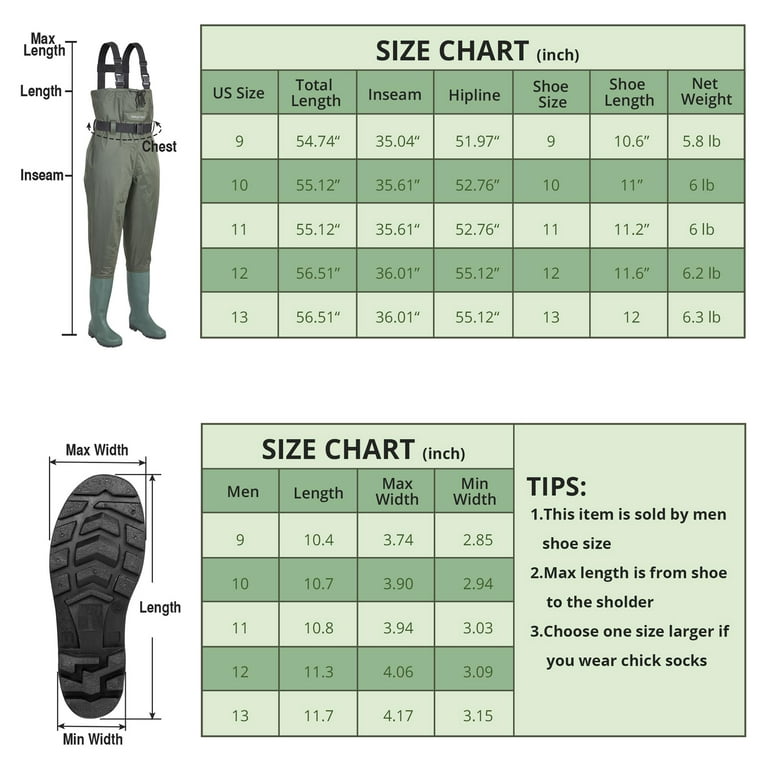 Chest Waders, Fishing Hunting Waders with Non-Slip Boots Unisex