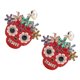 thumbnail image 3 of Pendientes llamativos con diamantes de imitación y aros de aleación para un glamour diario y un toque festivo. Pendientes con calavera roja brillante, 3 of 8