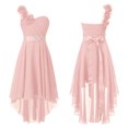 thumbnail image 5 of HULIJA Flower Girls Dress Junior Bridesmaid Dress Applique Ruched One-Shoulder Pageant Wedding Party Pink 6, 5 of 6