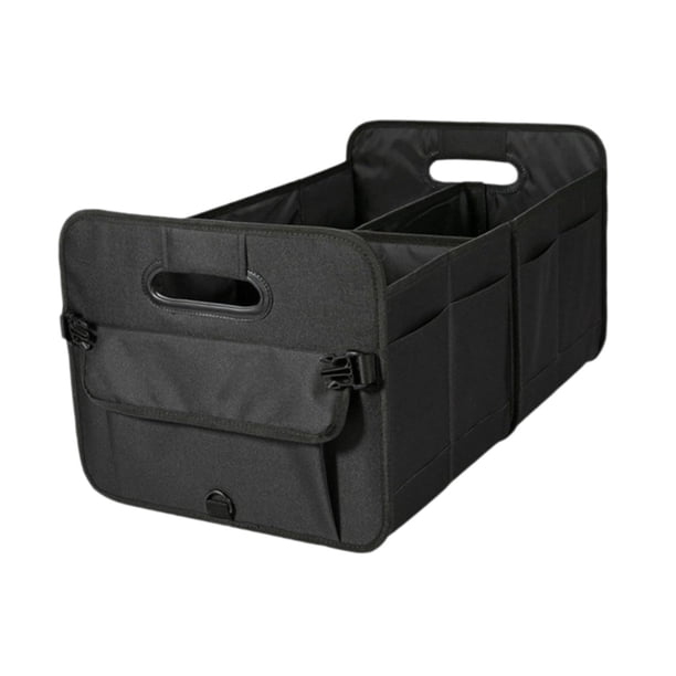 Organizador de maletero de carga, orden extraíble con divisor, caja de almacenamiento plegada, organizador de coche para libros salientes familiares Negro
