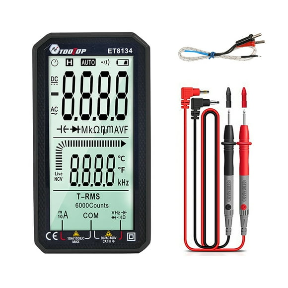 TOOLTOP ET8134 Portable 4.7 Inch LCD Screen Multimeter Direct Current Voltage Current AC Voltage Current Measurement Capacitance Resistance Measuring Multifunction Multimeter Backlight Funct